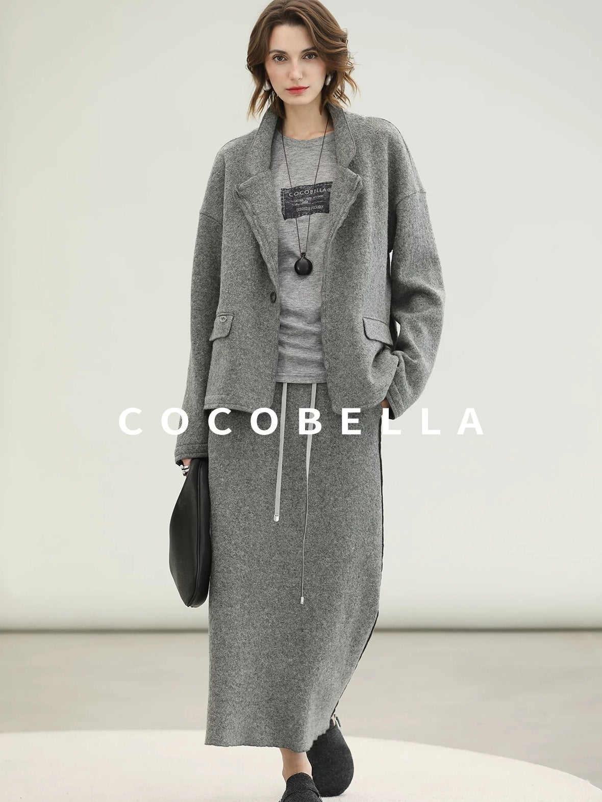 COCOBELLA 100% Wool Lined High Waist Pocket Side Zipper Straight Pencil Office Skirts