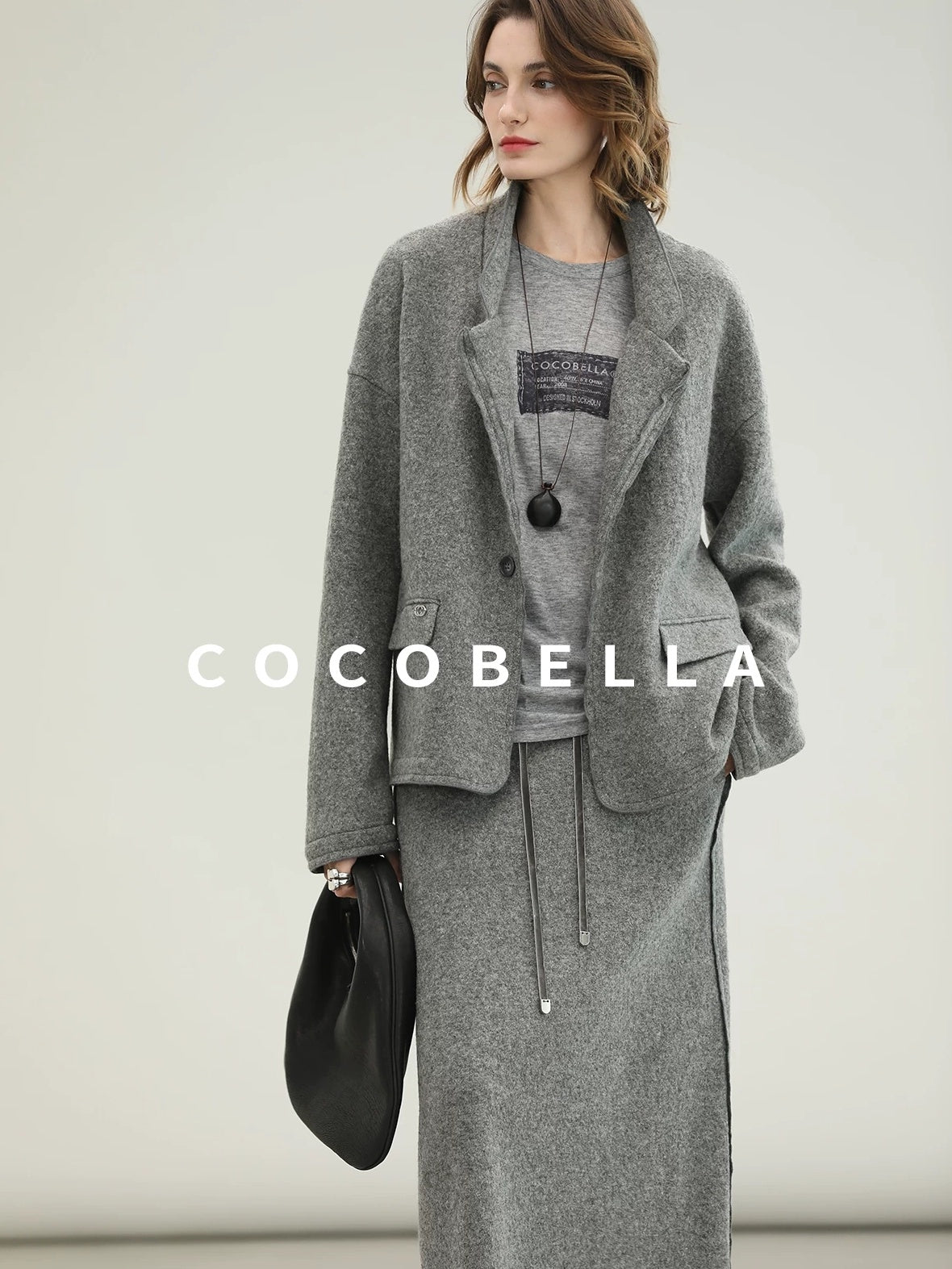 COCOBELLA 100% Wool Lined High Waist Pocket Side Zipper Straight Pencil Office Skirts