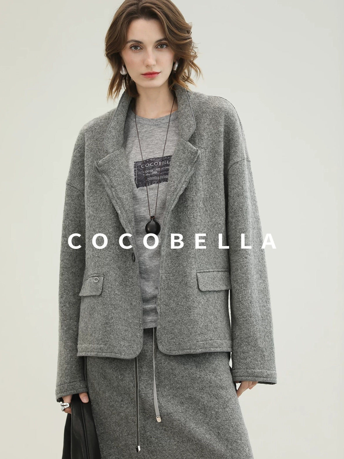 COCOBELLA 100% Wool Lined High Waist Pocket Side Zipper Straight Pencil Office Skirts