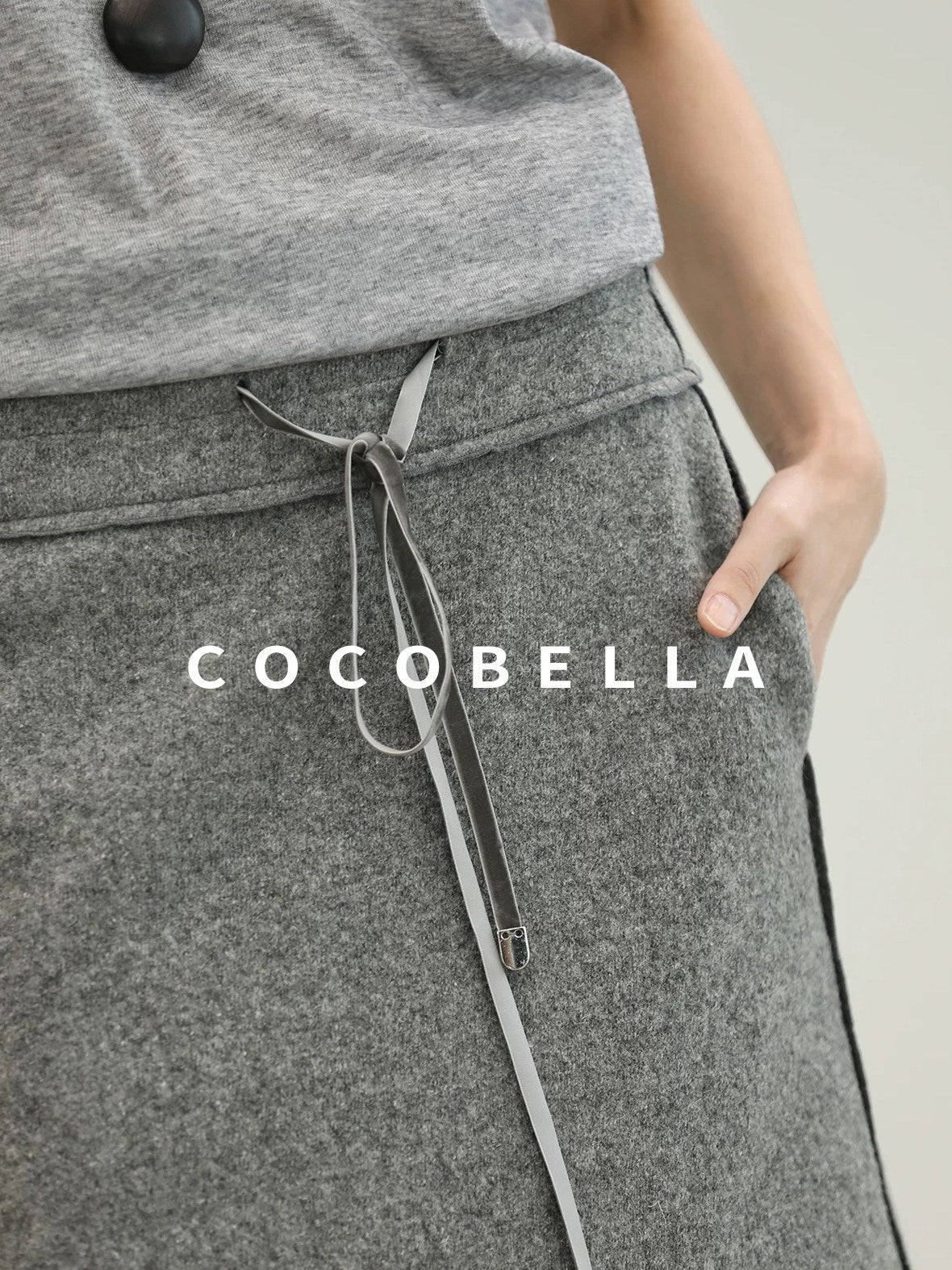 COCOBELLA 100% Wool Lined High Waist Pocket Side Zipper Straight Pencil Office Skirts