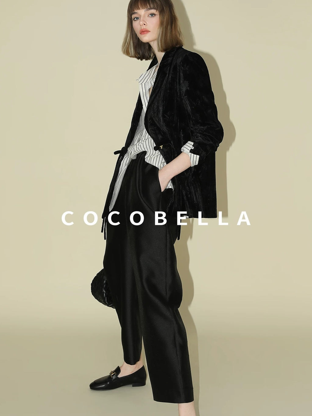 COCOBELLA 3D Embellished Pocket Straight Fit Commuter Blazer For Women Casual Jackets