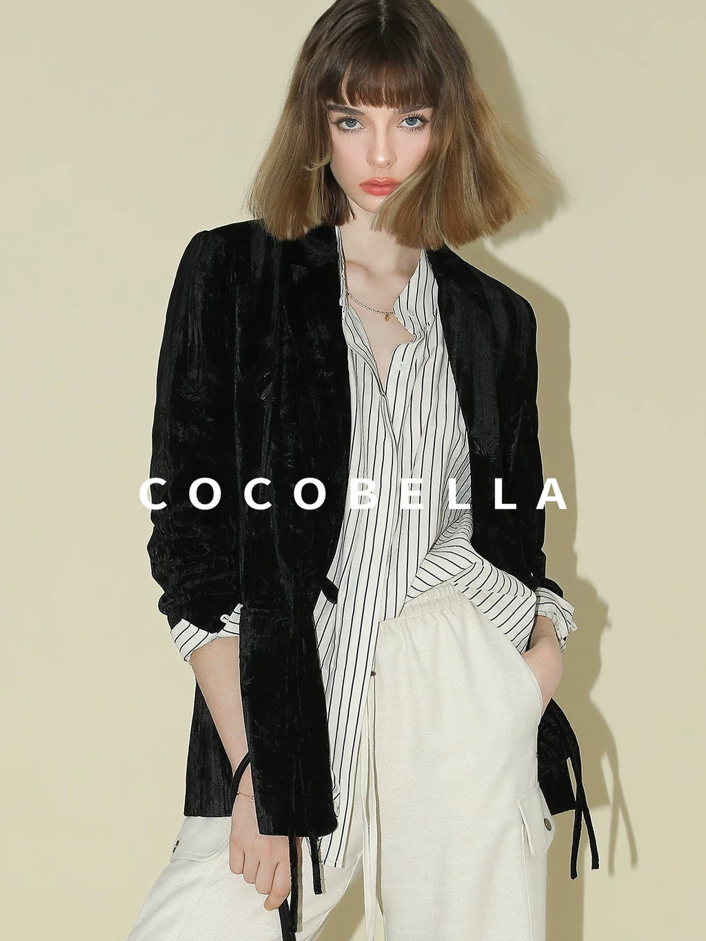 COCOBELLA 3D Embellished Pocket Straight Fit Commuter Blazer For Women Casual Jackets