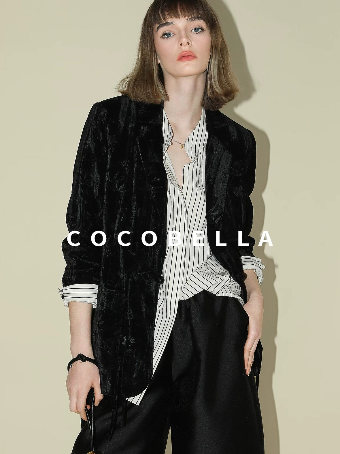 COCOBELLA 3D Embellished Pocket Straight Fit Commuter Blazer For Women Casual Jackets