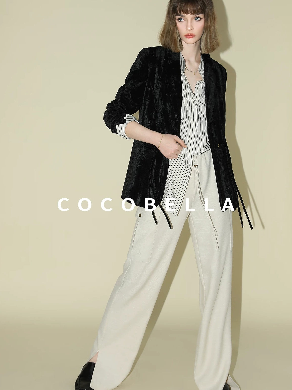 COCOBELLA 3D Embellished Pocket Straight Fit Commuter Blazer For Women Casual Jackets