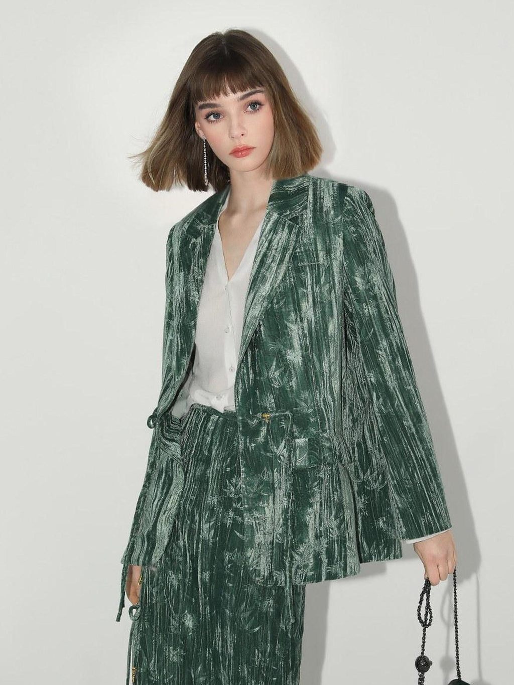 COCOBELLA 3D Embellished Pocket Straight Fit Commuter Blazer For Women Casual Jackets