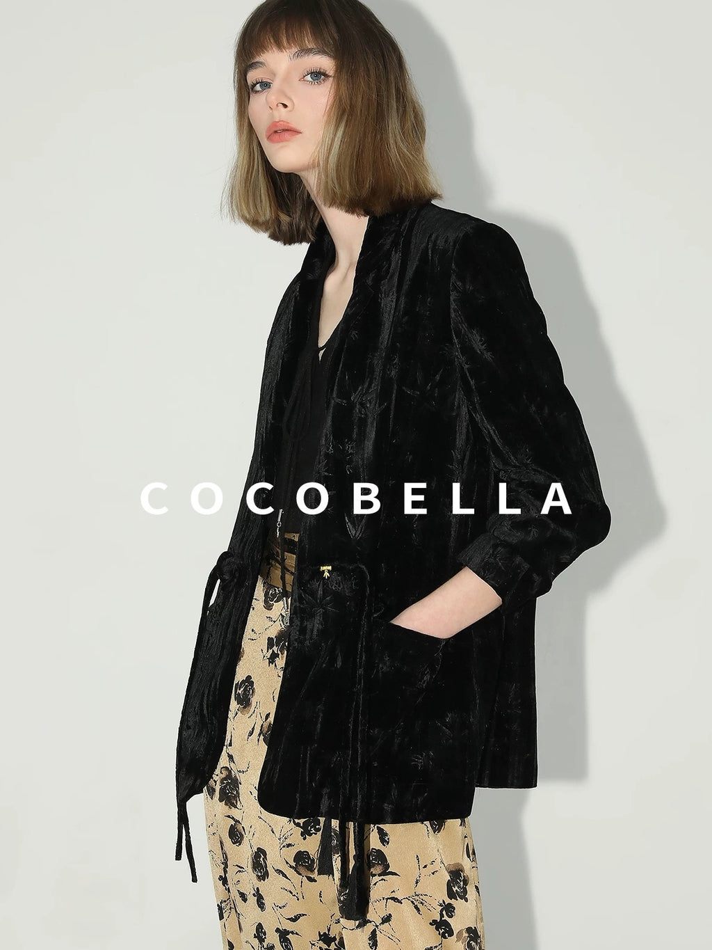 COCOBELLA 3D Embellished Pocket Straight Fit Commuter Blazer For Women Casual Jackets