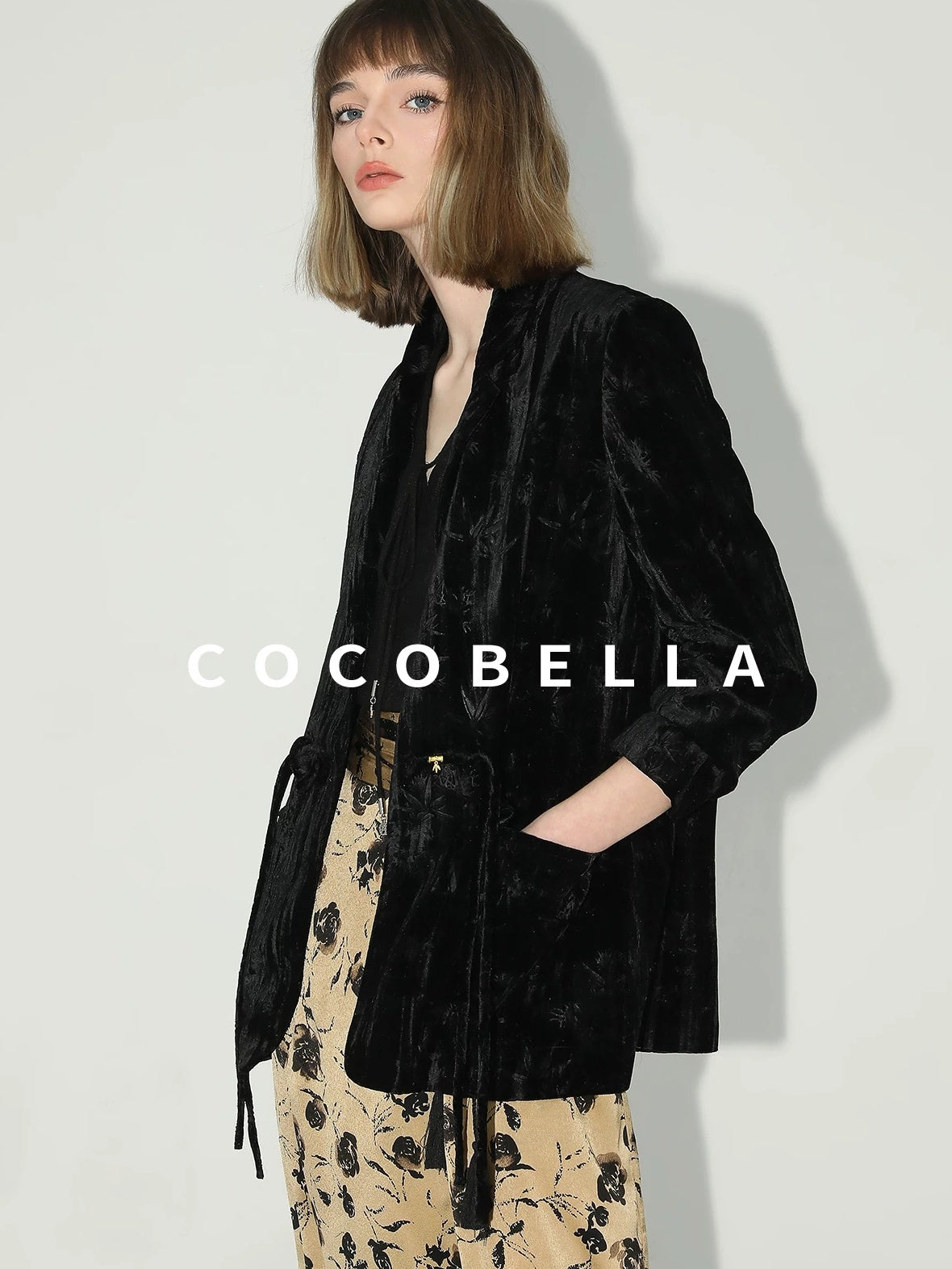 COCOBELLA 3D Embellished Pocket Straight Fit Commuter Blazer For Women Casual Jackets