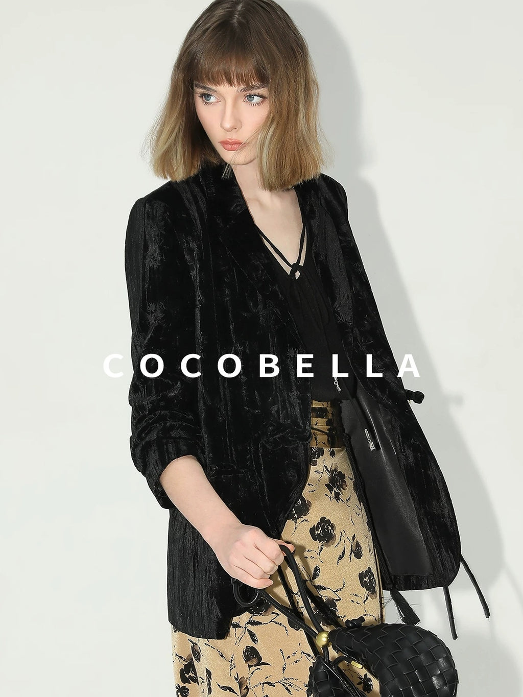 COCOBELLA 3D Embellished Pocket Straight Fit Commuter Blazer For Women Casual Jackets