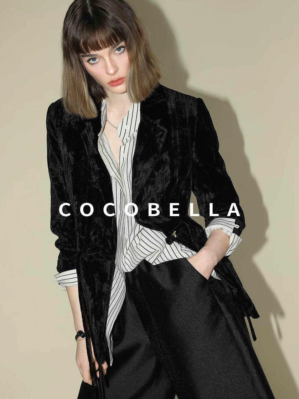 COCOBELLA 3D Embellished Pocket Straight Fit Commuter Blazer For Women Casual Jackets