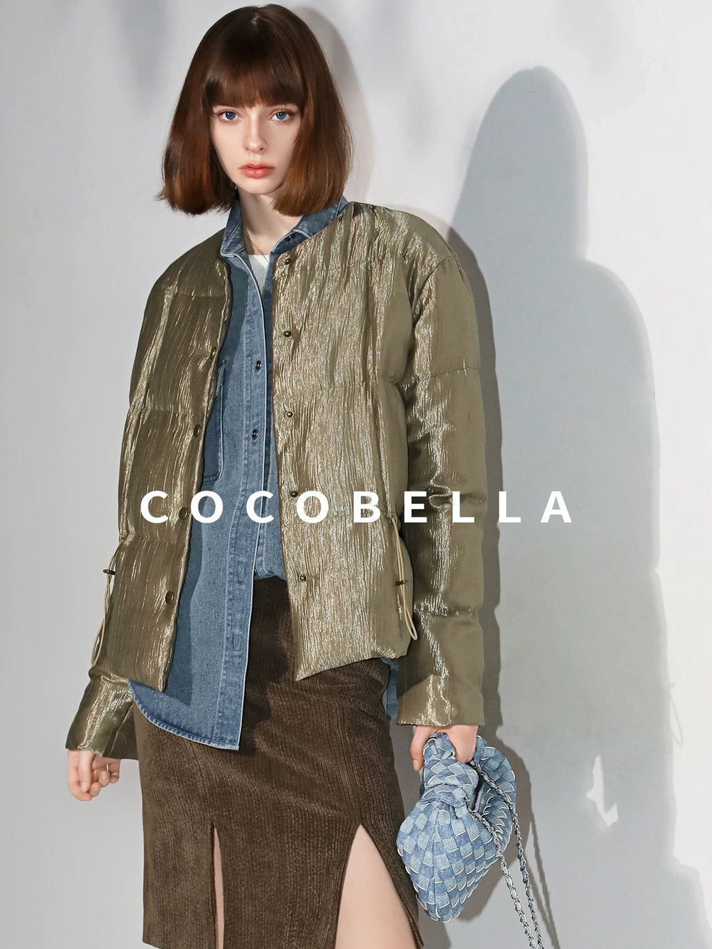 COCOBELLA 90 Percent Duck Down Lyocell Office Regular Fit Avocado Green Down Jackets