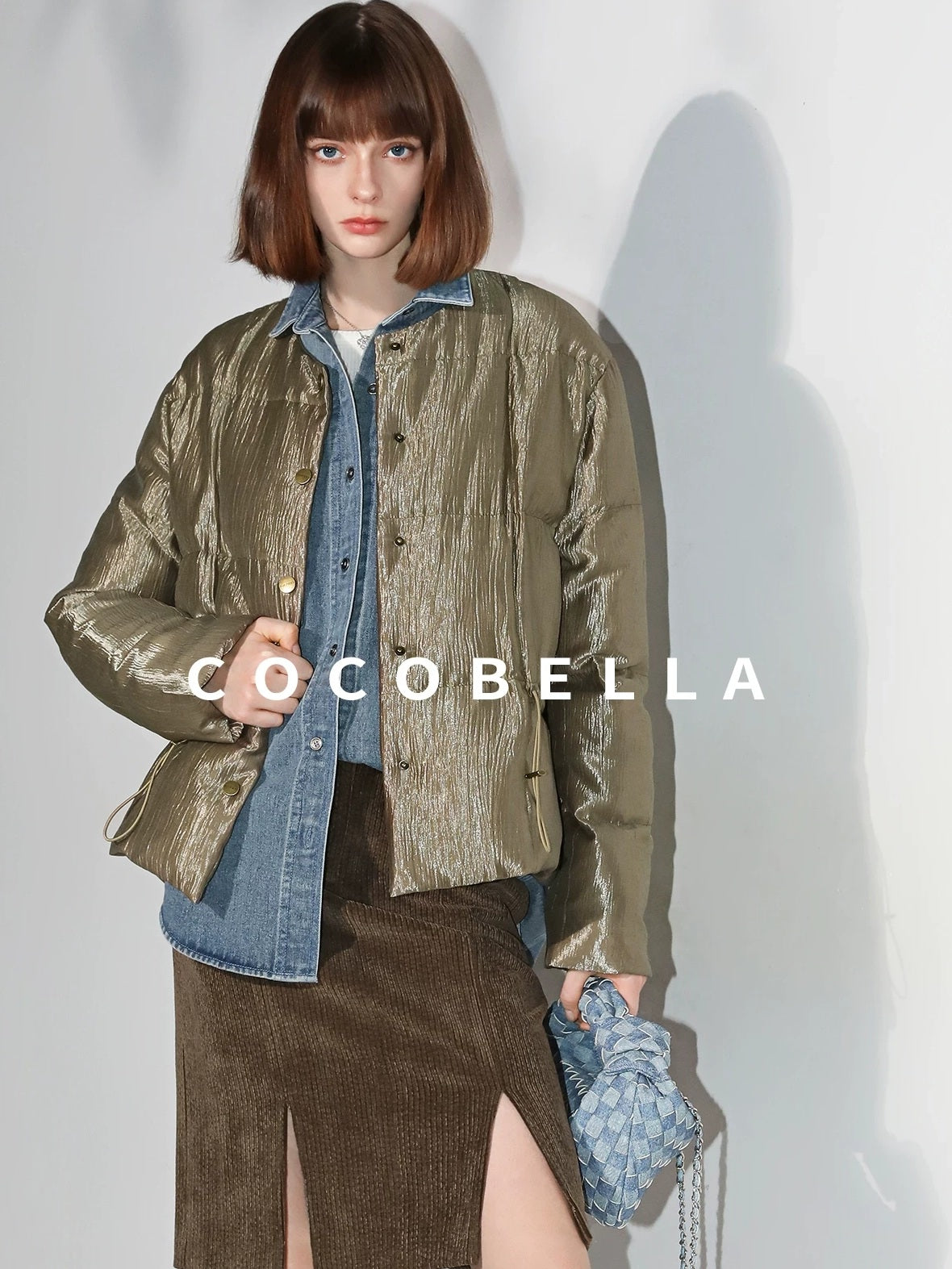 COCOBELLA 90 Percent Duck Down Lyocell Office Regular Fit Avocado Green Down Jackets