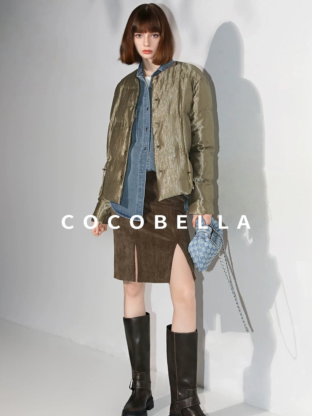 COCOBELLA 90 Percent Duck Down Lyocell Office Regular Fit Avocado Green Down Jackets