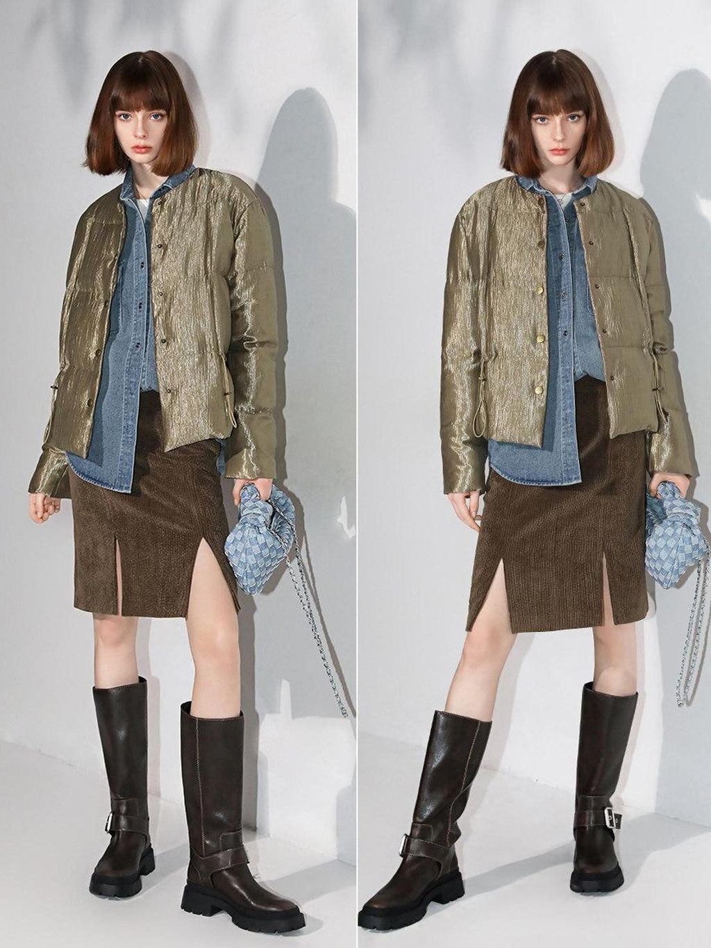 COCOBELLA 90 Percent Duck Down Lyocell Office Regular Fit Avocado Green Down Jackets