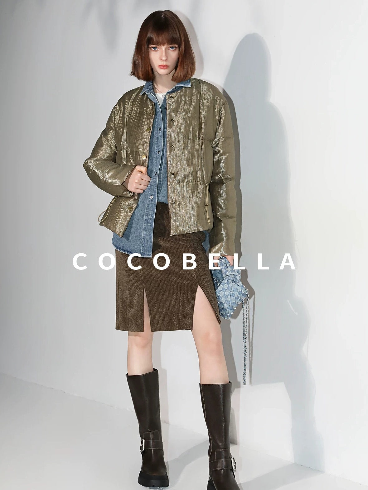 COCOBELLA 90 Percent Duck Down Lyocell Office Regular Fit Avocado Green Down Jackets
