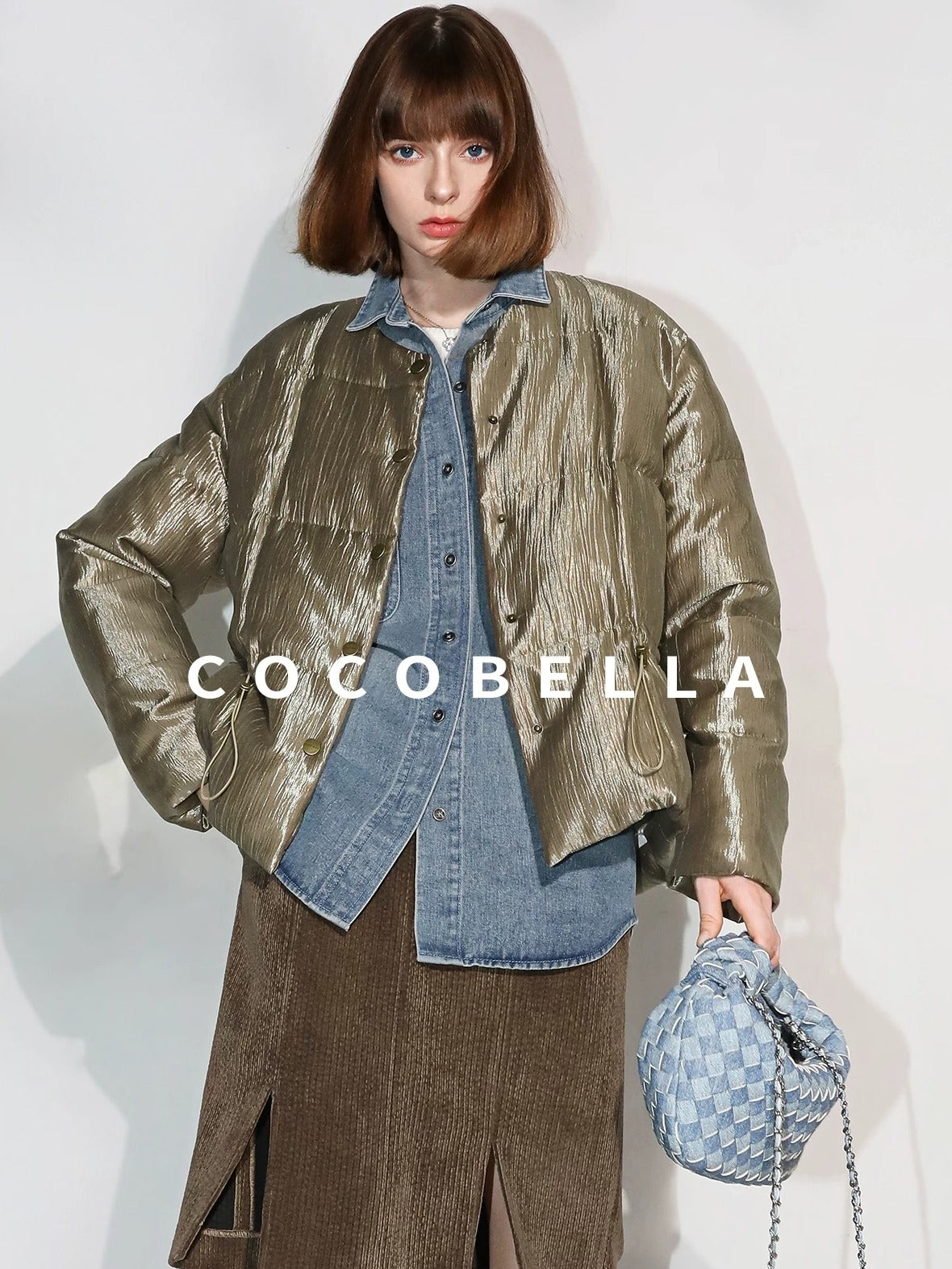 COCOBELLA 90 Percent Duck Down Lyocell Office Regular Fit Avocado Green Down Jackets