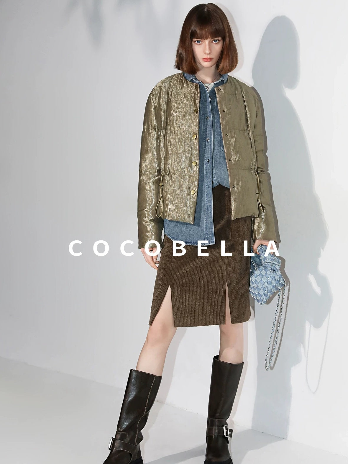 COCOBELLA 90 Percent Duck Down Lyocell Office Regular Fit Avocado Green Down Jackets