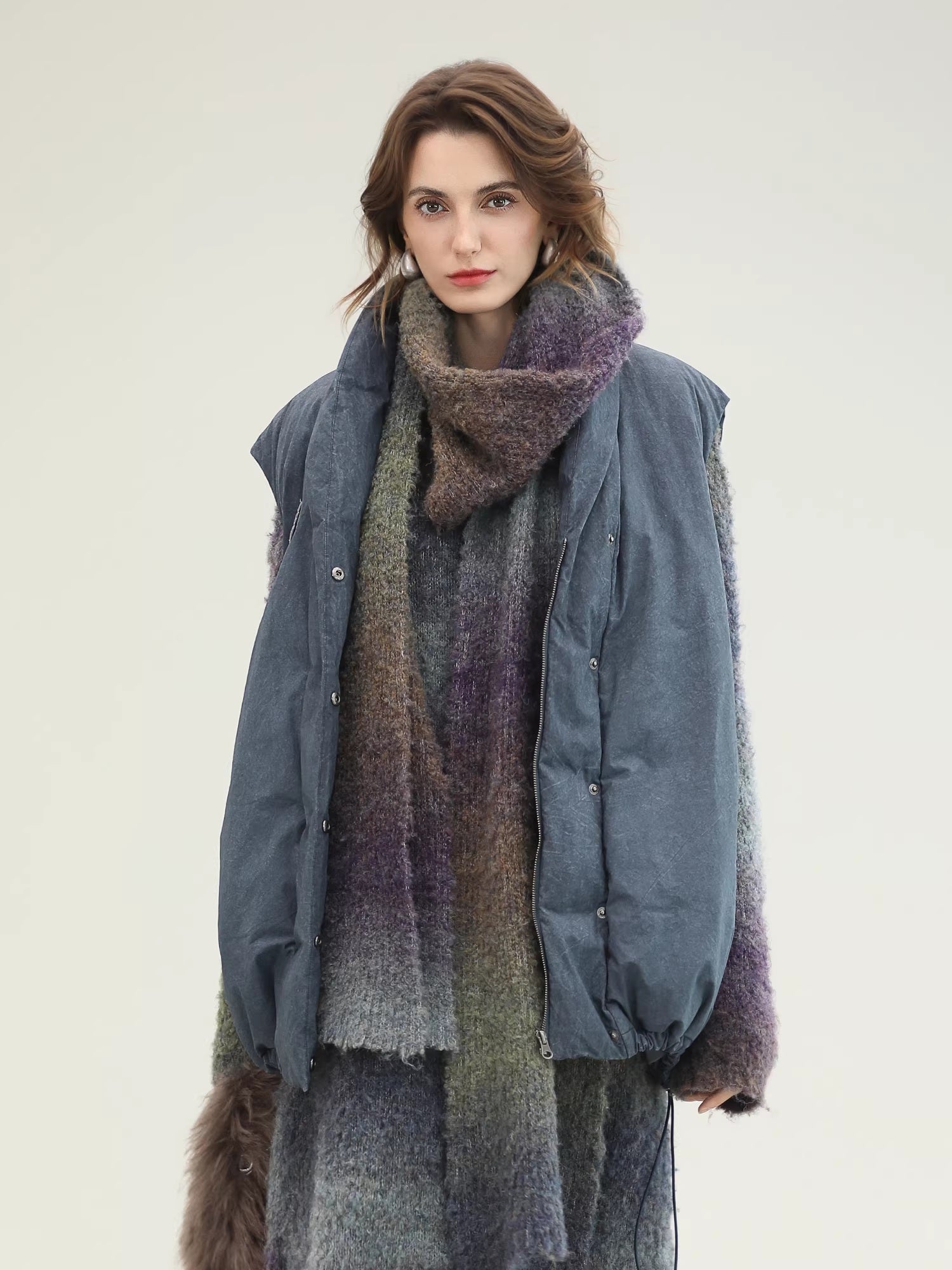 COCOBELLA_90_Percent_Duck_Down_Warm_Loose_Distressed_Ol_Commuting_Vintage_Blue_Zipper_Vest_MISSTT