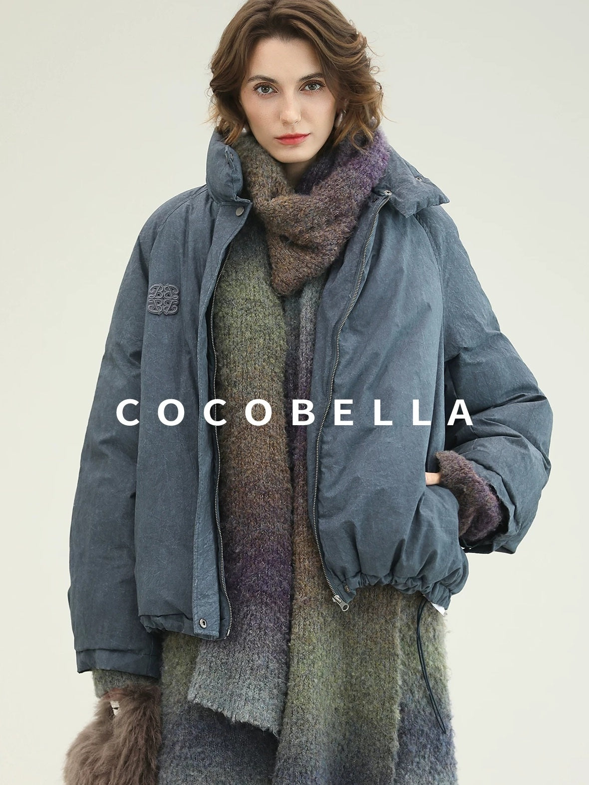 COCOBELLA 90 Percent Duck Down Warm Loose Distressed Ol Commuting Vintage Blue Zipper Vest