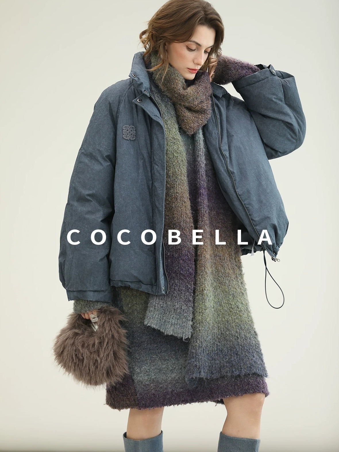 COCOBELLA 90 Percent Duck Down Warm Loose Distressed Ol Commuting Vintage Blue Zipper Vest