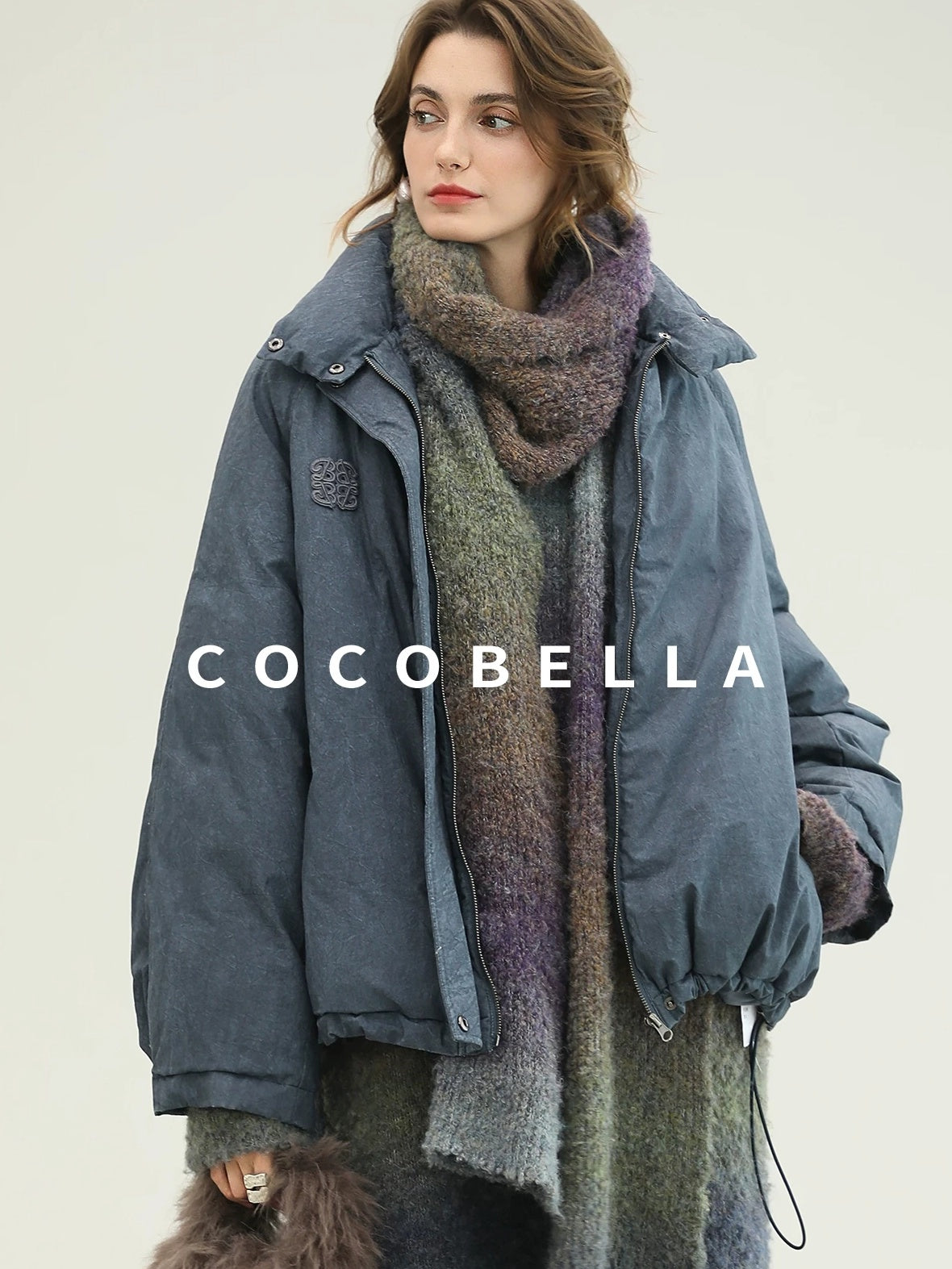 COCOBELLA 90 Percent Duck Down Warm Loose Distressed Ol Commuting Vintage Blue Zipper Vest