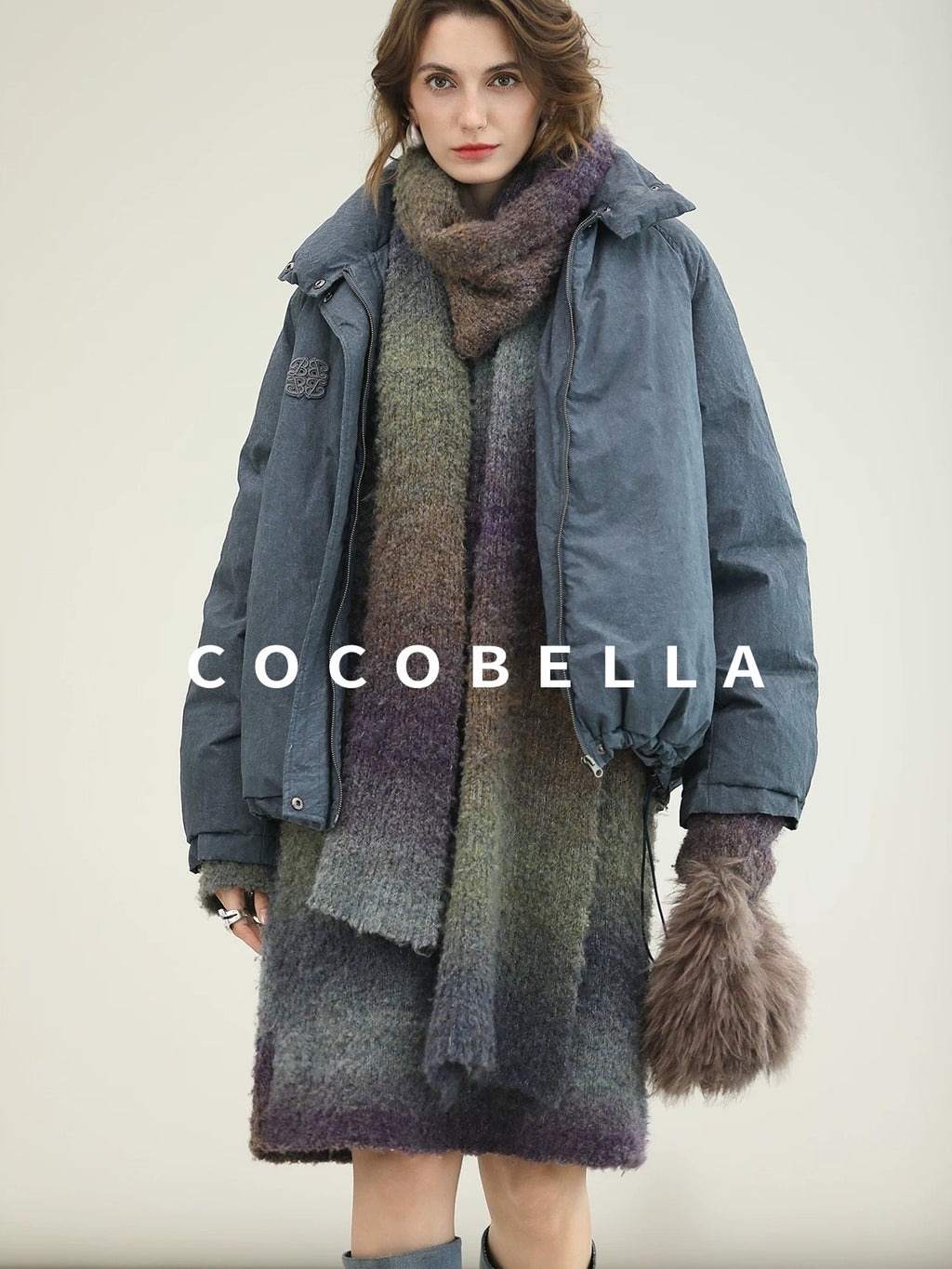 COCOBELLA 90 Percent Duck Down Warm Loose Distressed Ol Commuting Vintage Blue Zipper Vest