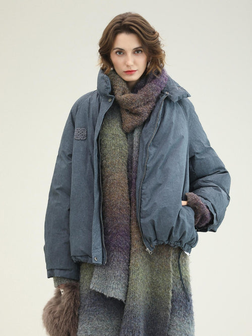 COCOBELLA 90 Percent Duck Down Warm Loose Distressed Ol Commuting Vintage Blue Zipper Vest