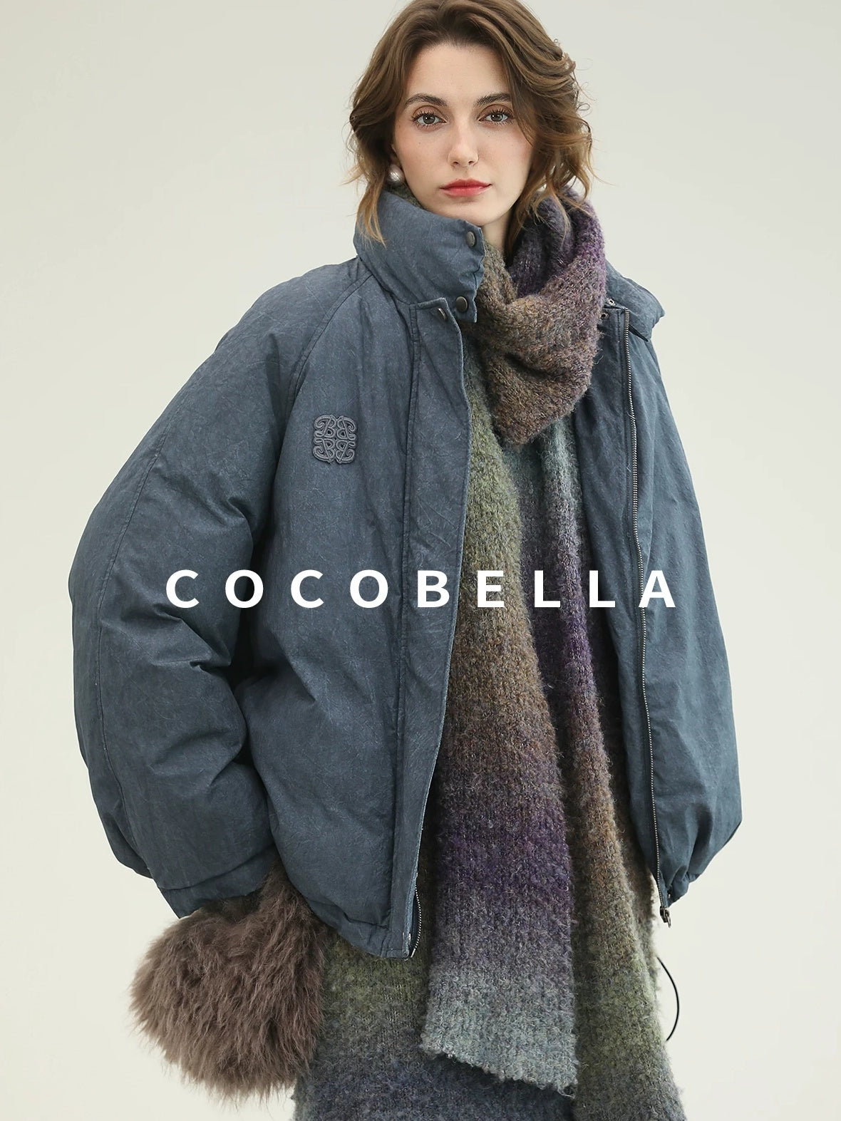 COCOBELLA 90 Percent Duck Down Warm Loose Distressed Ol Commuting Vintage Blue Zipper Vest