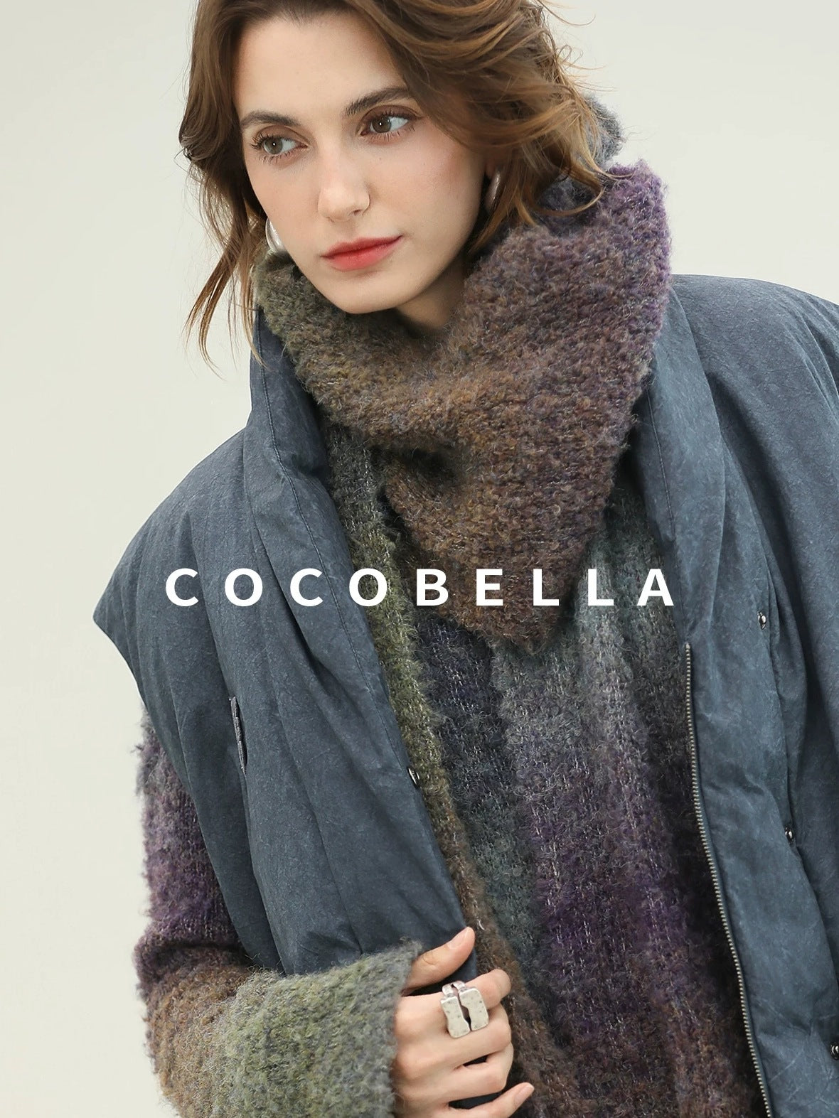 COCOBELLA 90 Percent Duck Down Warm Loose Distressed Ol Commuting Vintage Blue Zipper Vest