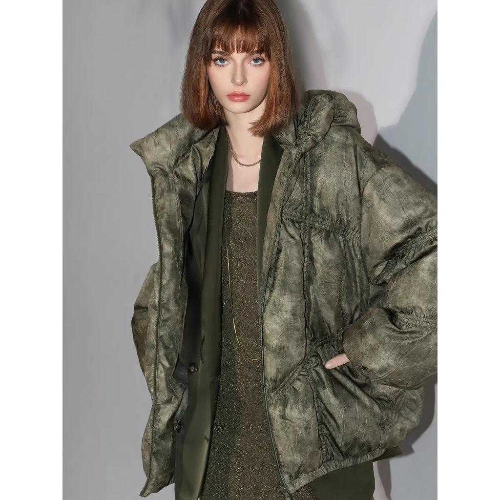 COCOBELLA_90_Percent_White_Duck_Down_150G_Commuter_Ol_Fit_Moss_Green_Short_Down_Jackets_MISSTT