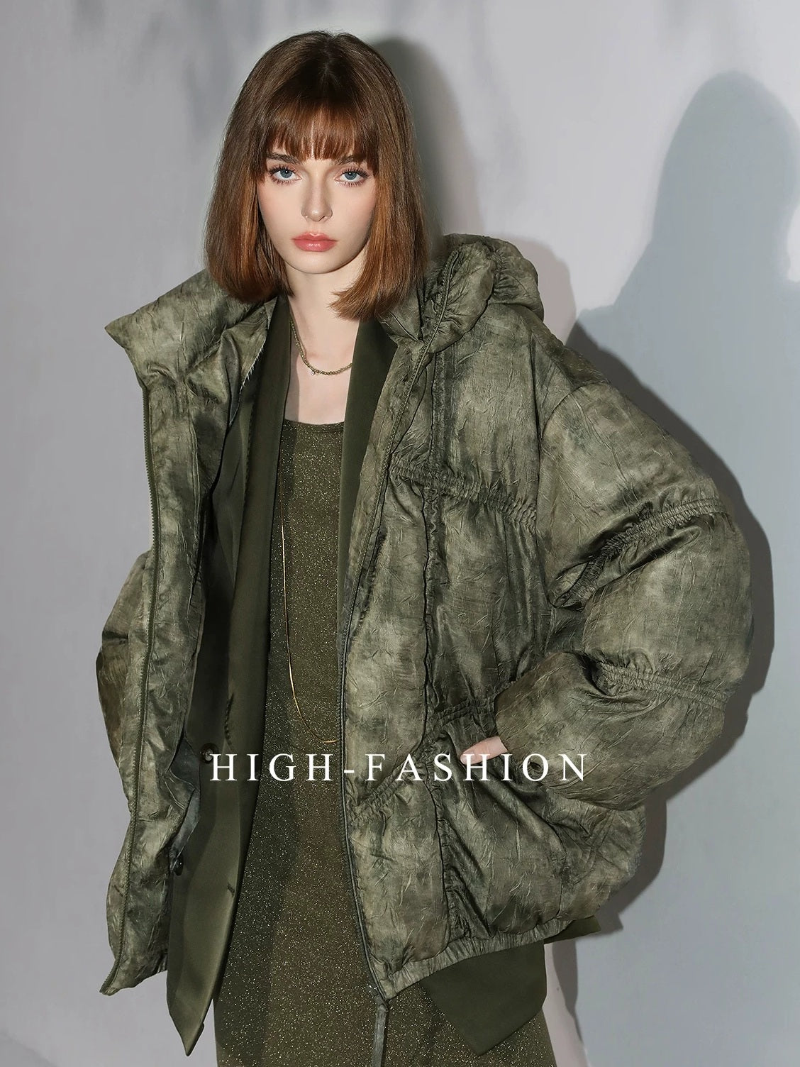 COCOBELLA 90 Percent White Duck Down 150G Commuter Ol Fit Moss Green Short Down Jackets