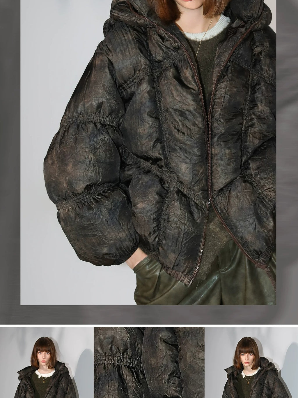 COCOBELLA 90 Percent White Duck Down 150G Commuter Ol Fit Moss Green Short Down Jackets