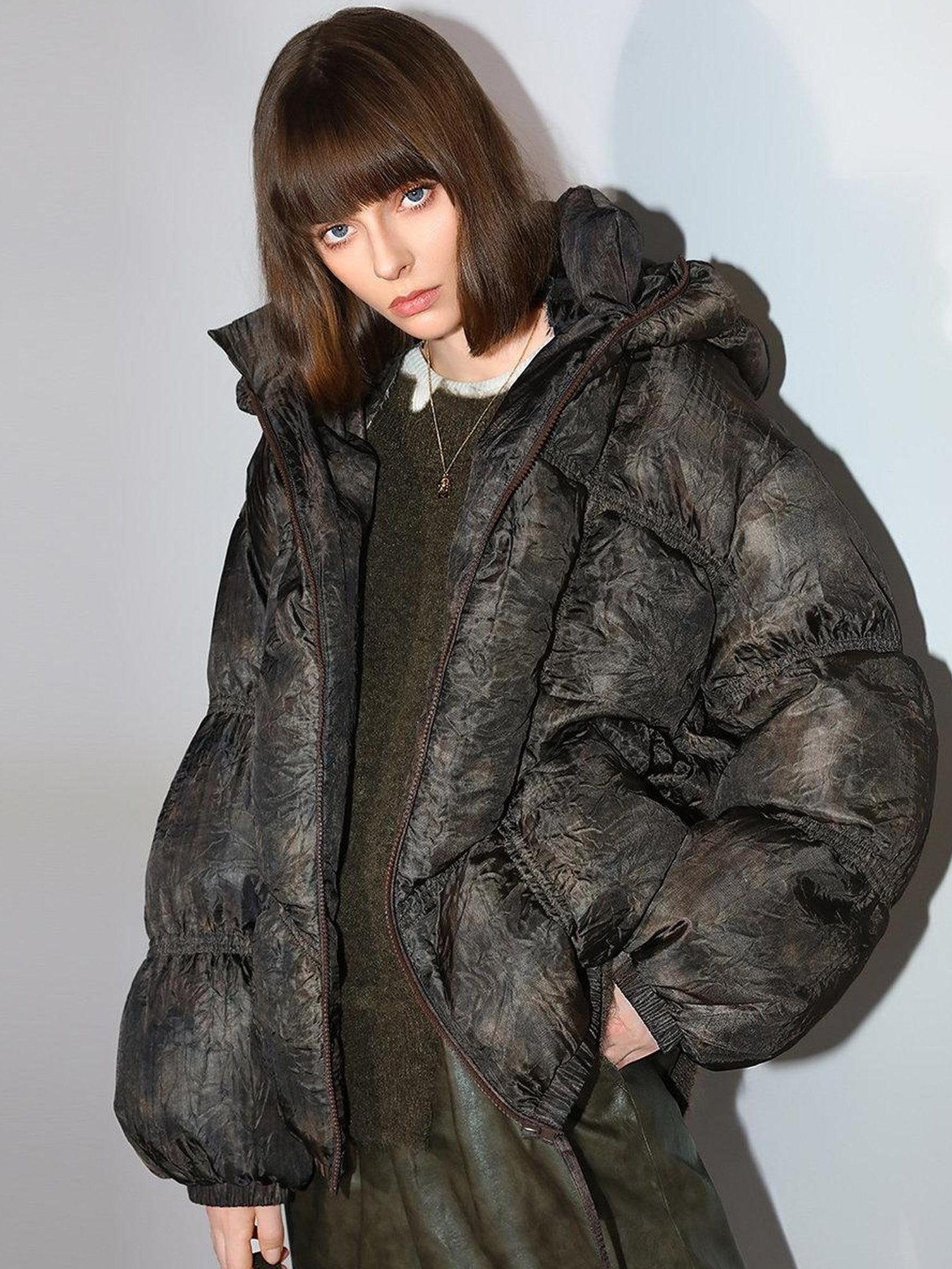 COCOBELLA 90 Percent White Duck Down 150G Commuter Ol Fit Moss Green Short Down Jackets