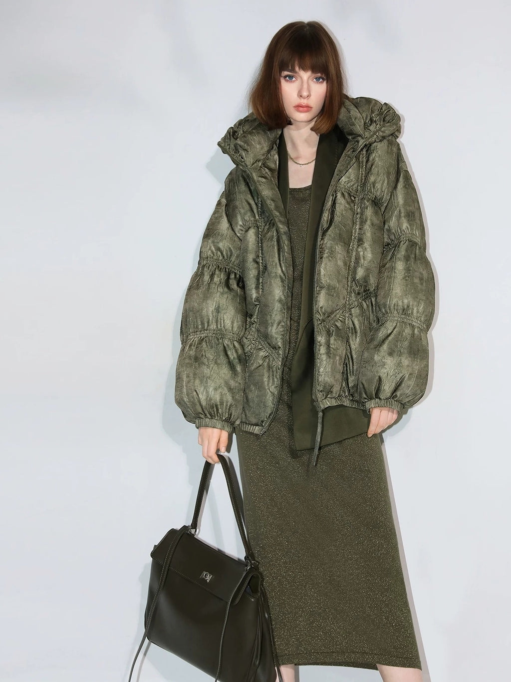 COCOBELLA 90 Percent White Duck Down 150G Commuter Ol Fit Moss Green Short Down Jackets