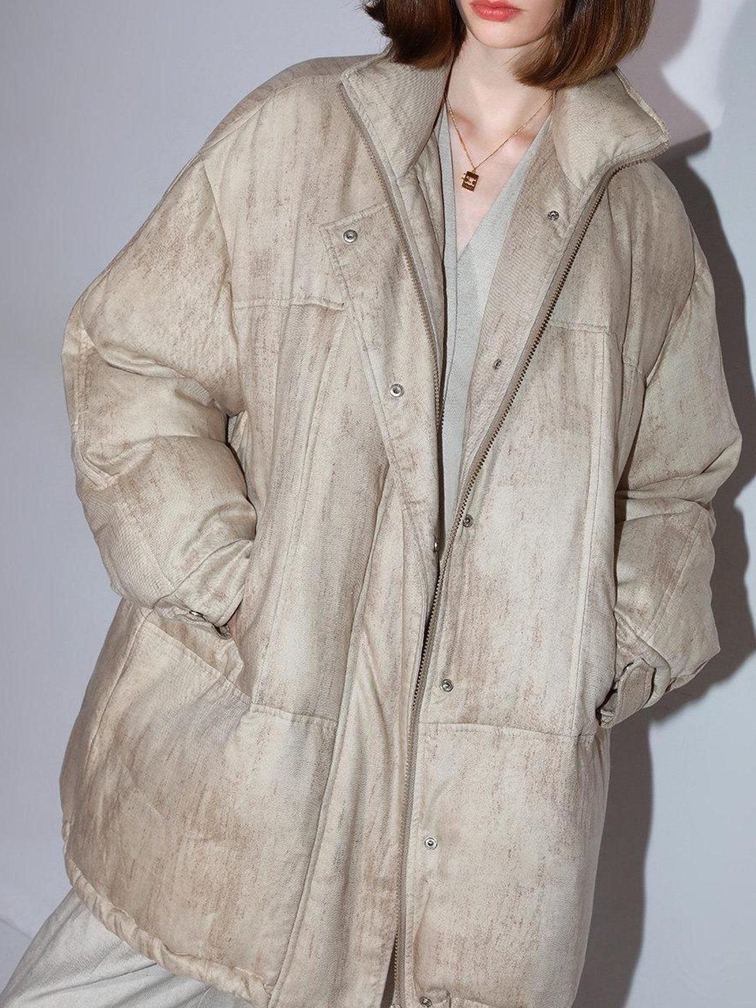 COCOBELLA 90 Percent White Duck Down Warm Midlength Straight Commuter Lyocell Down Jackets