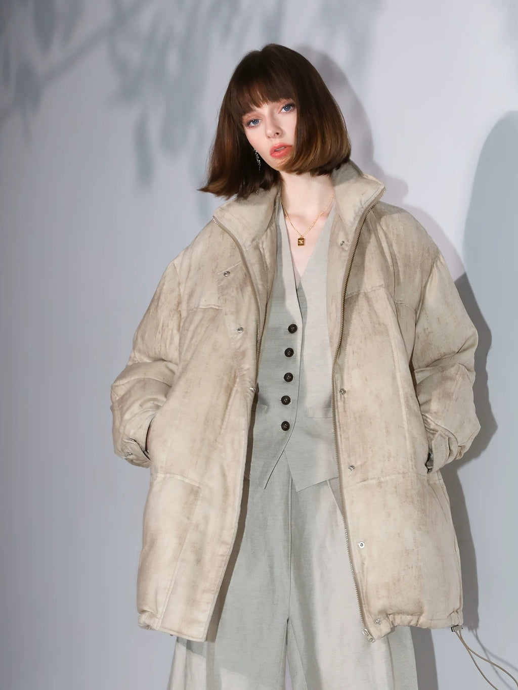 COCOBELLA 90 Percent White Duck Down Warm Midlength Straight Commuter Lyocell Down Jackets