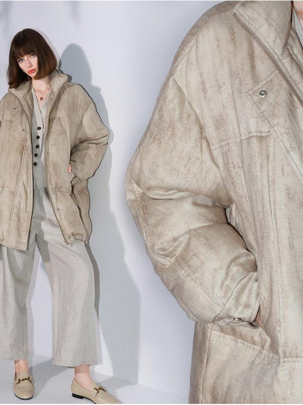 COCOBELLA 90 Percent White Duck Down Warm Midlength Straight Commuter Lyocell Down Jackets