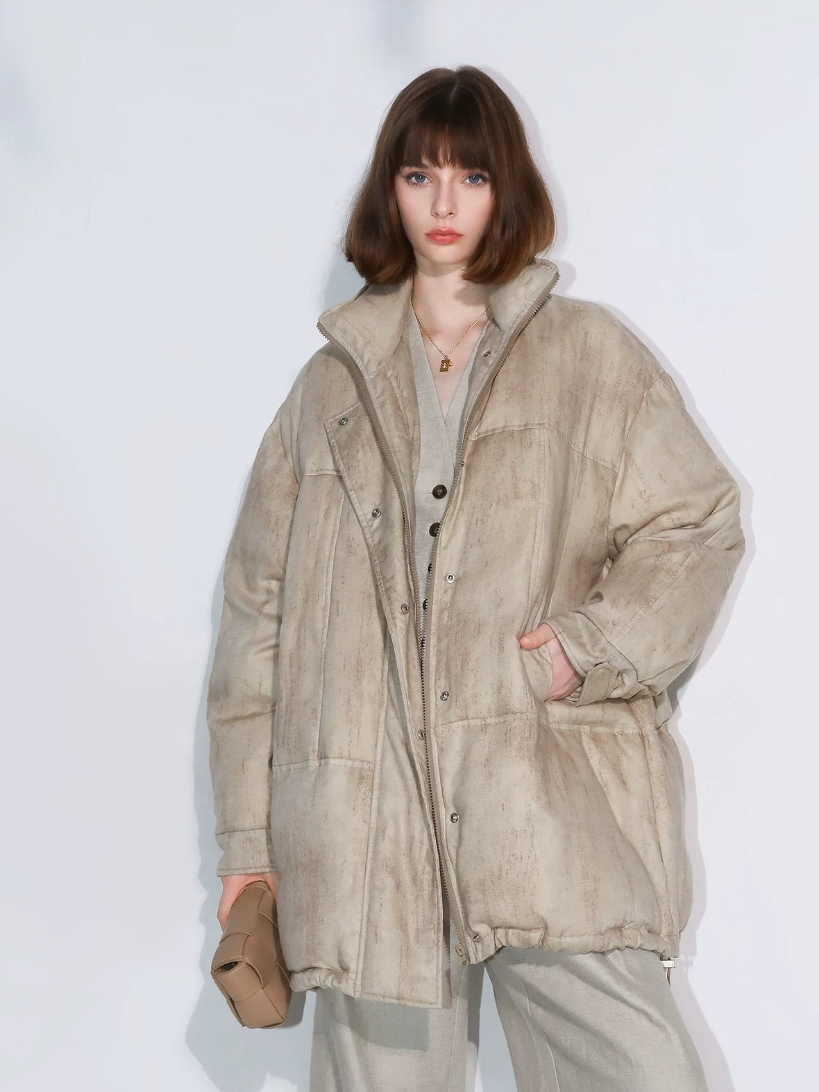 COCOBELLA 90 Percent White Duck Down Warm Midlength Straight Commuter Lyocell Down Jackets