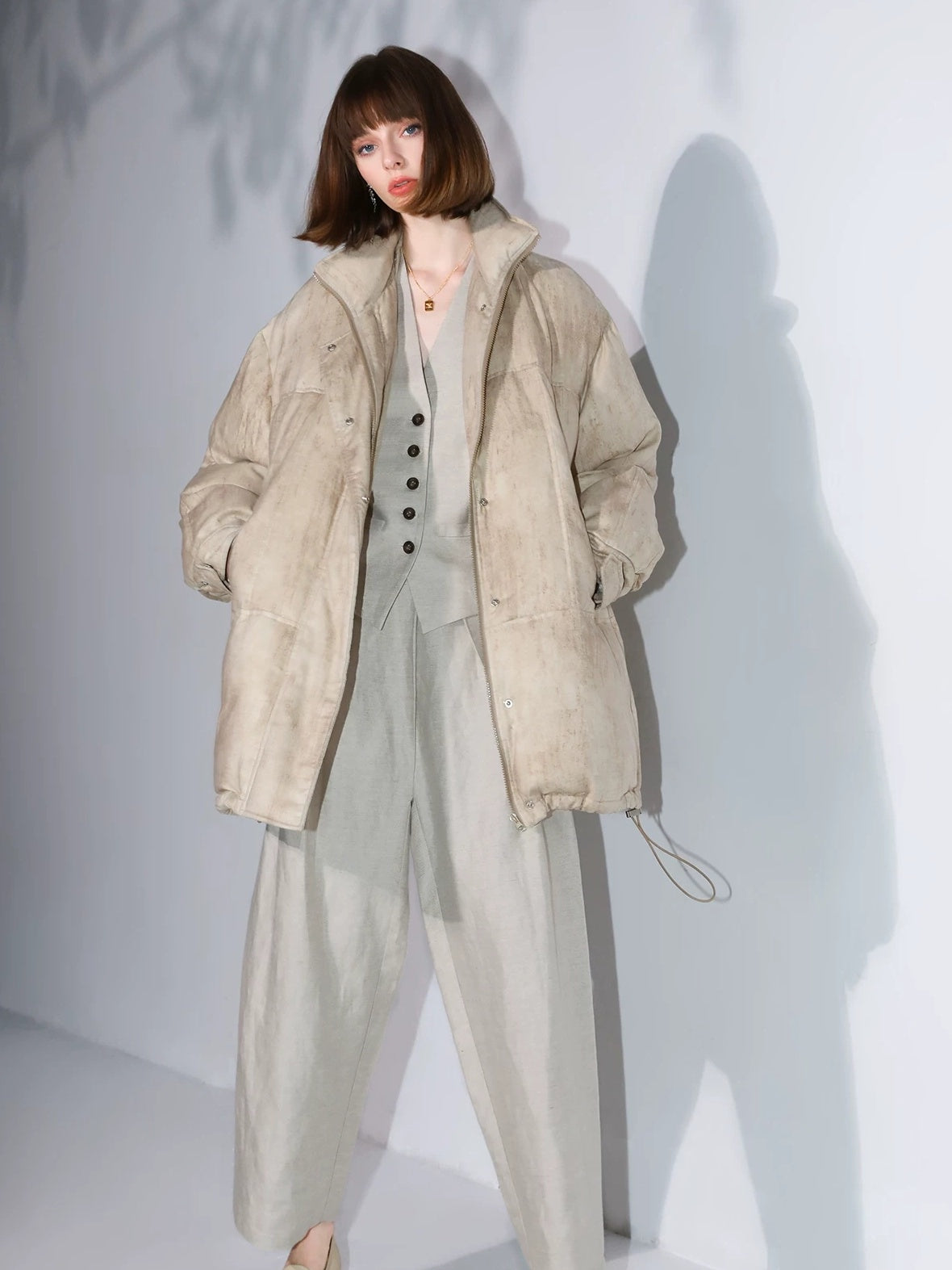 COCOBELLA 90 Percent White Duck Down Warm Midlength Straight Commuter Lyocell Down Jackets