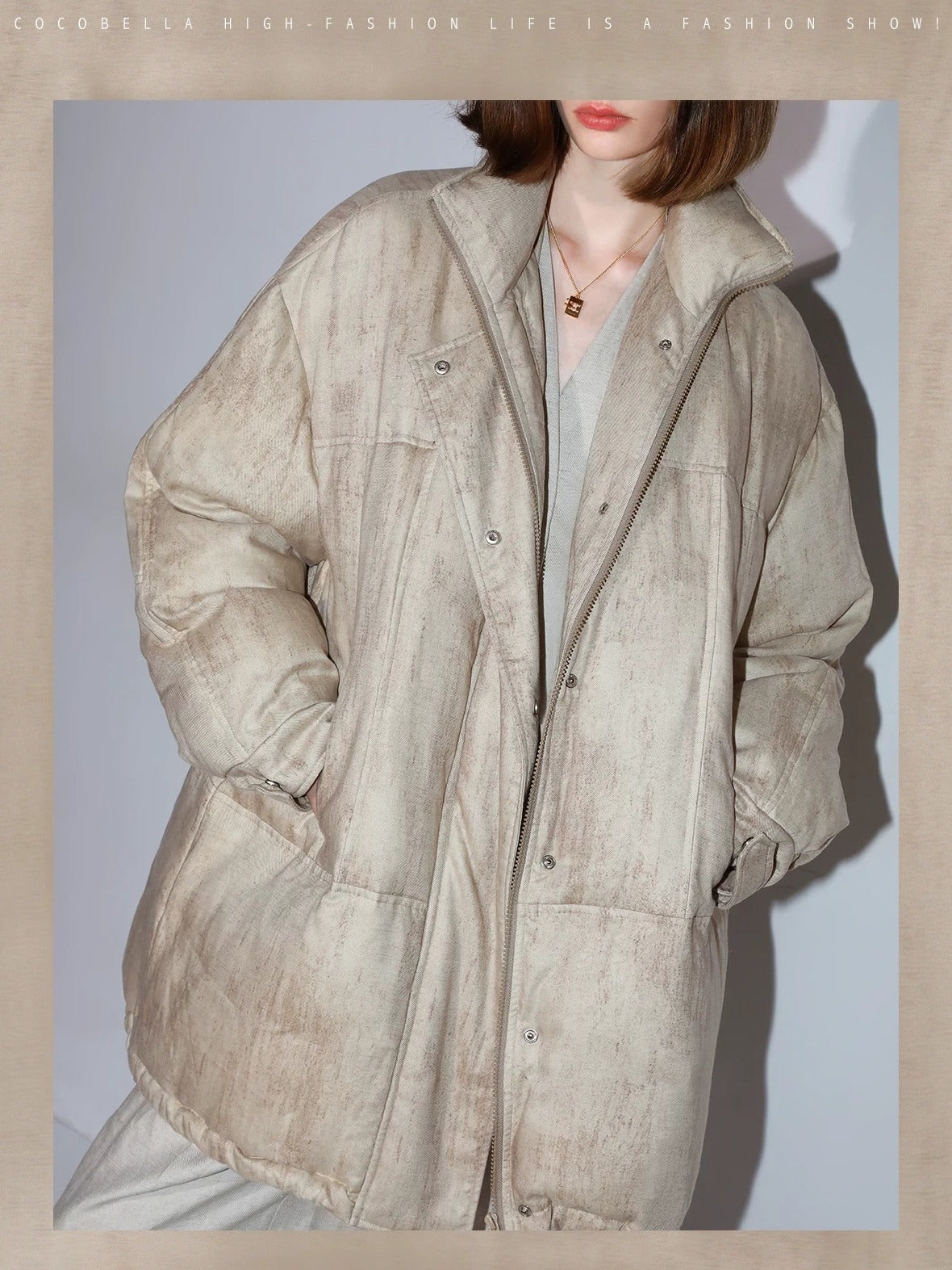 COCOBELLA 90 Percent White Duck Down Warm Midlength Straight Commuter Lyocell Down Jackets