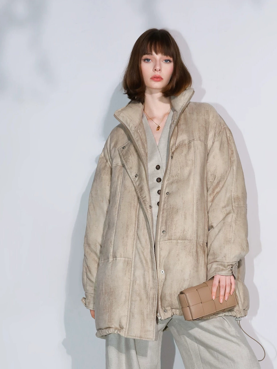 COCOBELLA 90 Percent White Duck Down Warm Midlength Straight Commuter Lyocell Down Jackets