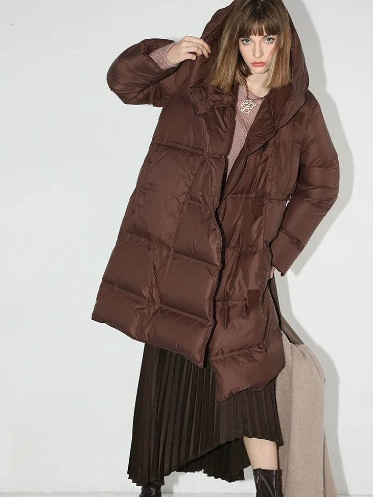 COCOBELLA 90 White Duck Down 200G Straight Fit Commuter Mocha Outerwear Down Jackets