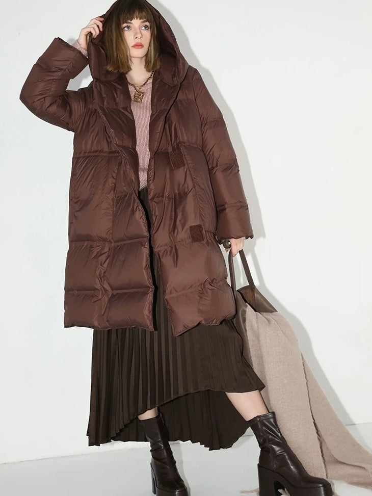 COCOBELLA 90 White Duck Down 200G Straight Fit Commuter Mocha Outerwear Down Jackets