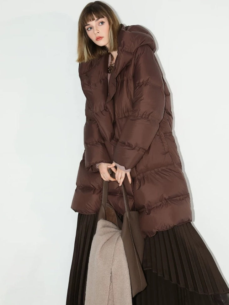 COCOBELLA 90 White Duck Down 200G Straight Fit Commuter Mocha Outerwear Down Jackets