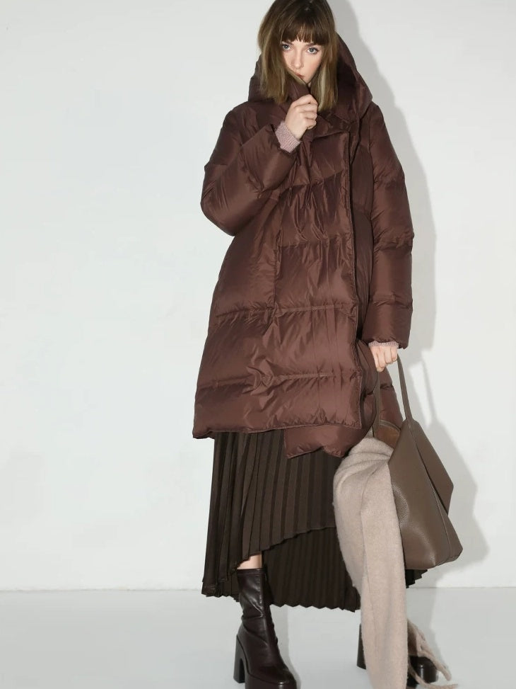 COCOBELLA 90 White Duck Down 200G Straight Fit Commuter Mocha Outerwear Down Jackets