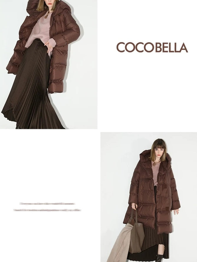 COCOBELLA 90 White Duck Down 200G Straight Fit Commuter Mocha Outerwear Down Jackets