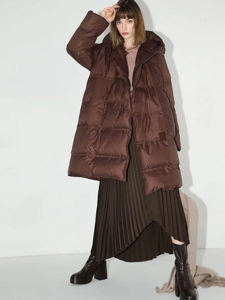 COCOBELLA 90 White Duck Down 200G Straight Fit Commuter Mocha Outerwear Down Jackets