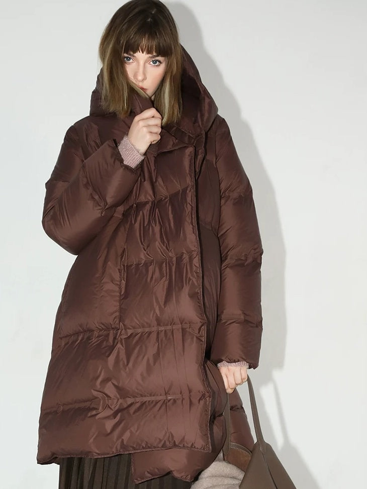 COCOBELLA 90 White Duck Down 200G Straight Fit Commuter Mocha Outerwear Down Jackets