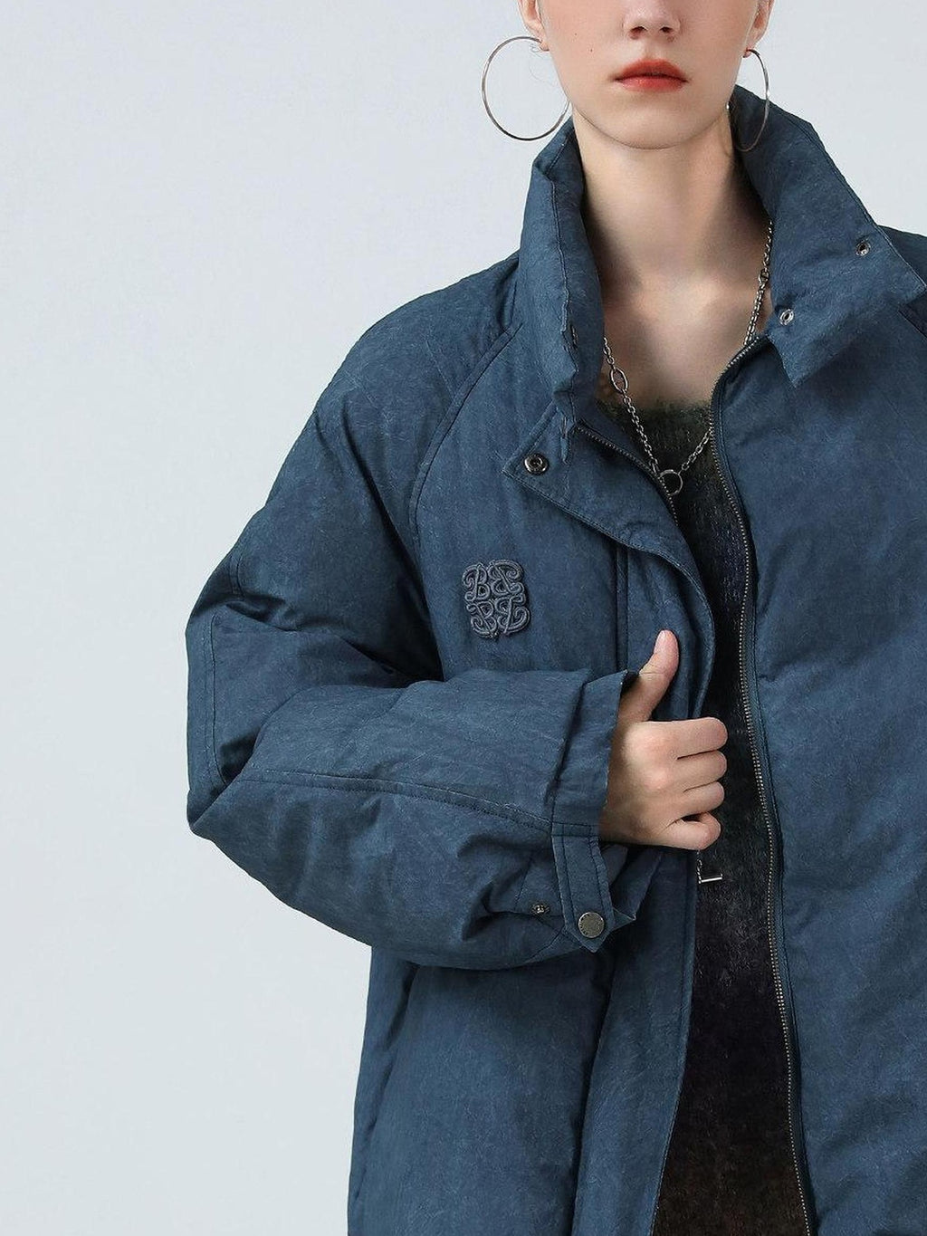 COCOBELLA 90% White Duck Down Straight Fit Vintage Blue Urban Short Down Jackets