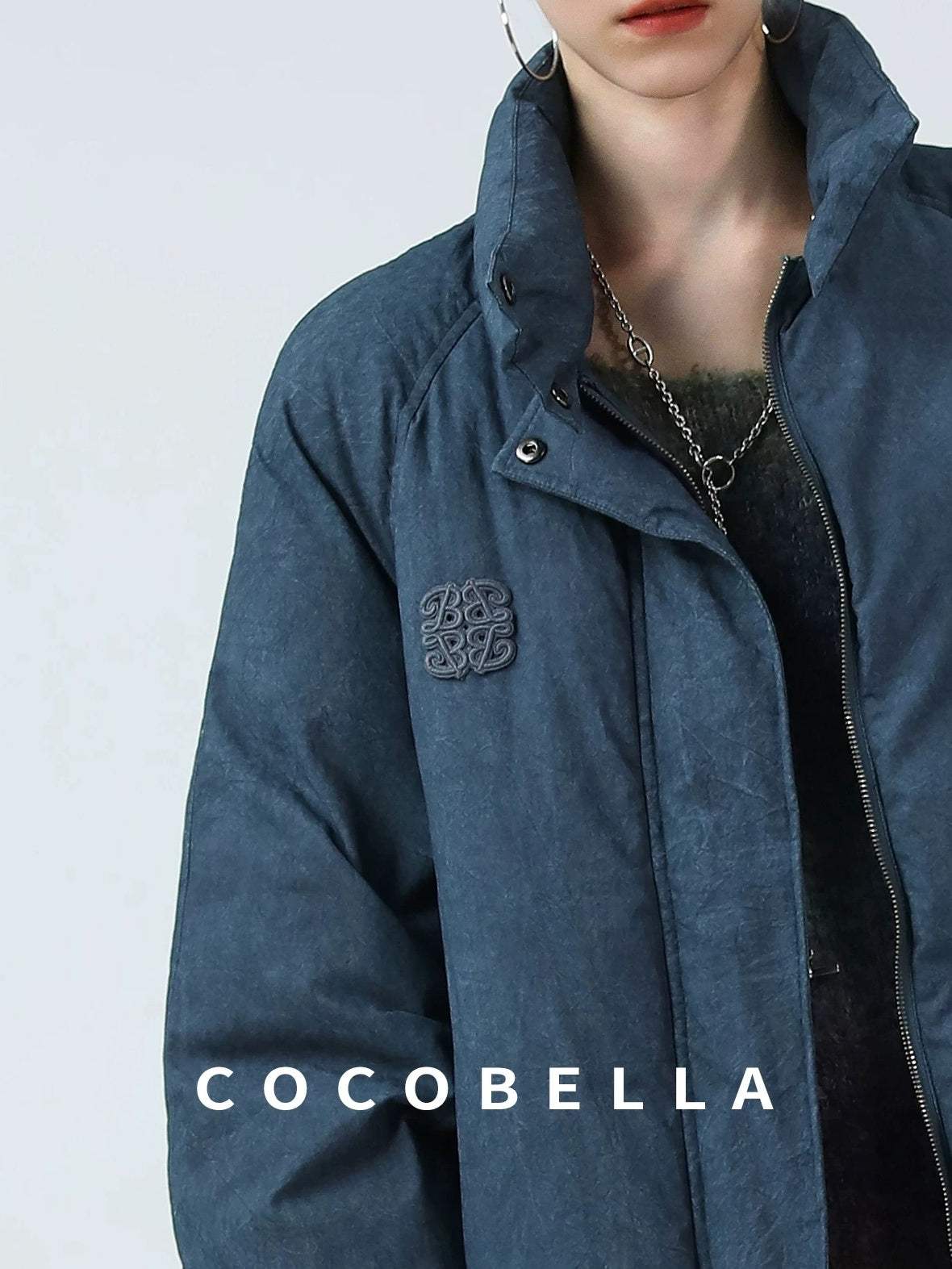 COCOBELLA 90% White Duck Down Straight Fit Vintage Blue Urban Short Down Jackets