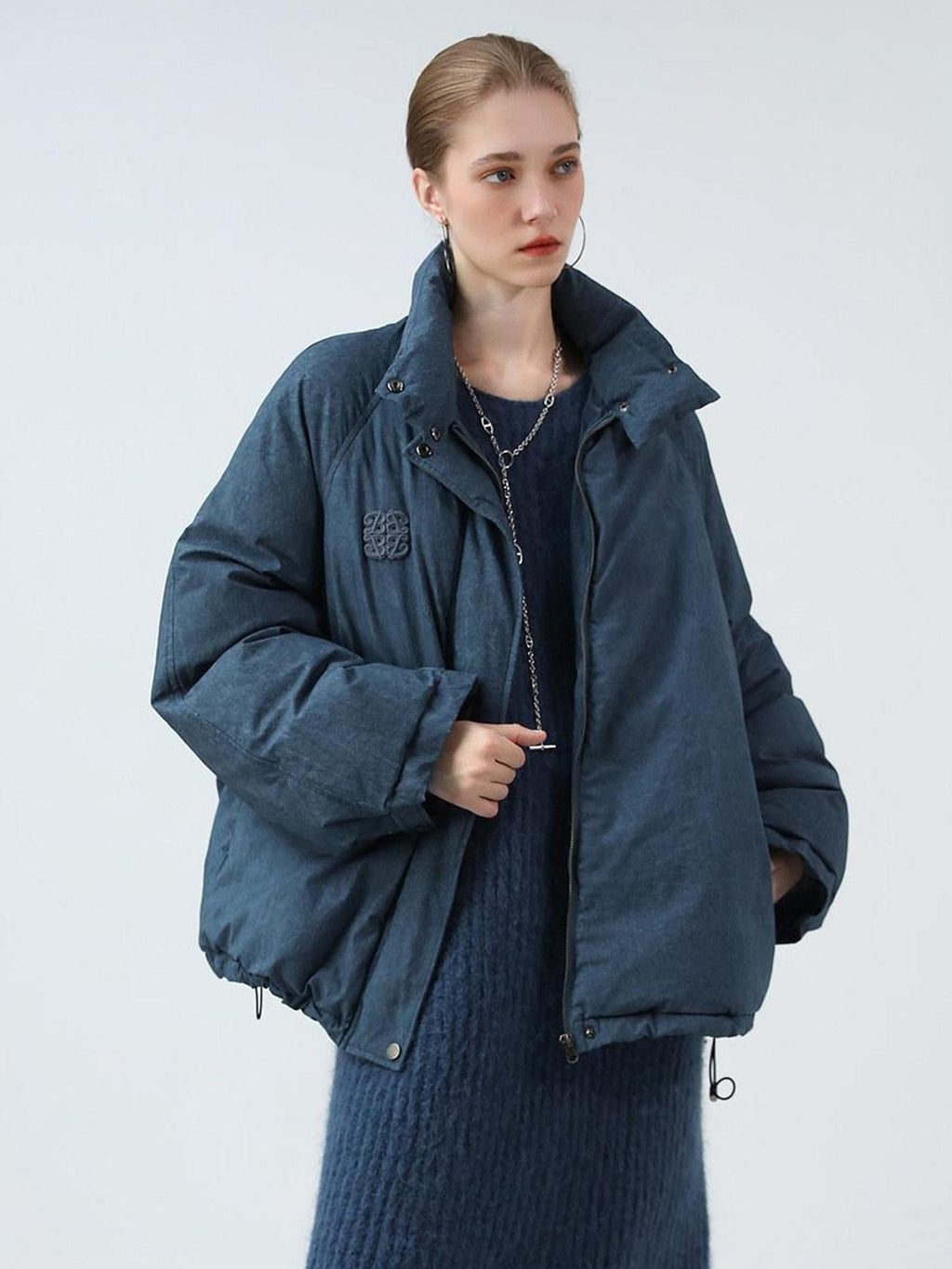 COCOBELLA 90% White Duck Down Straight Fit Vintage Blue Urban Short Down Jackets